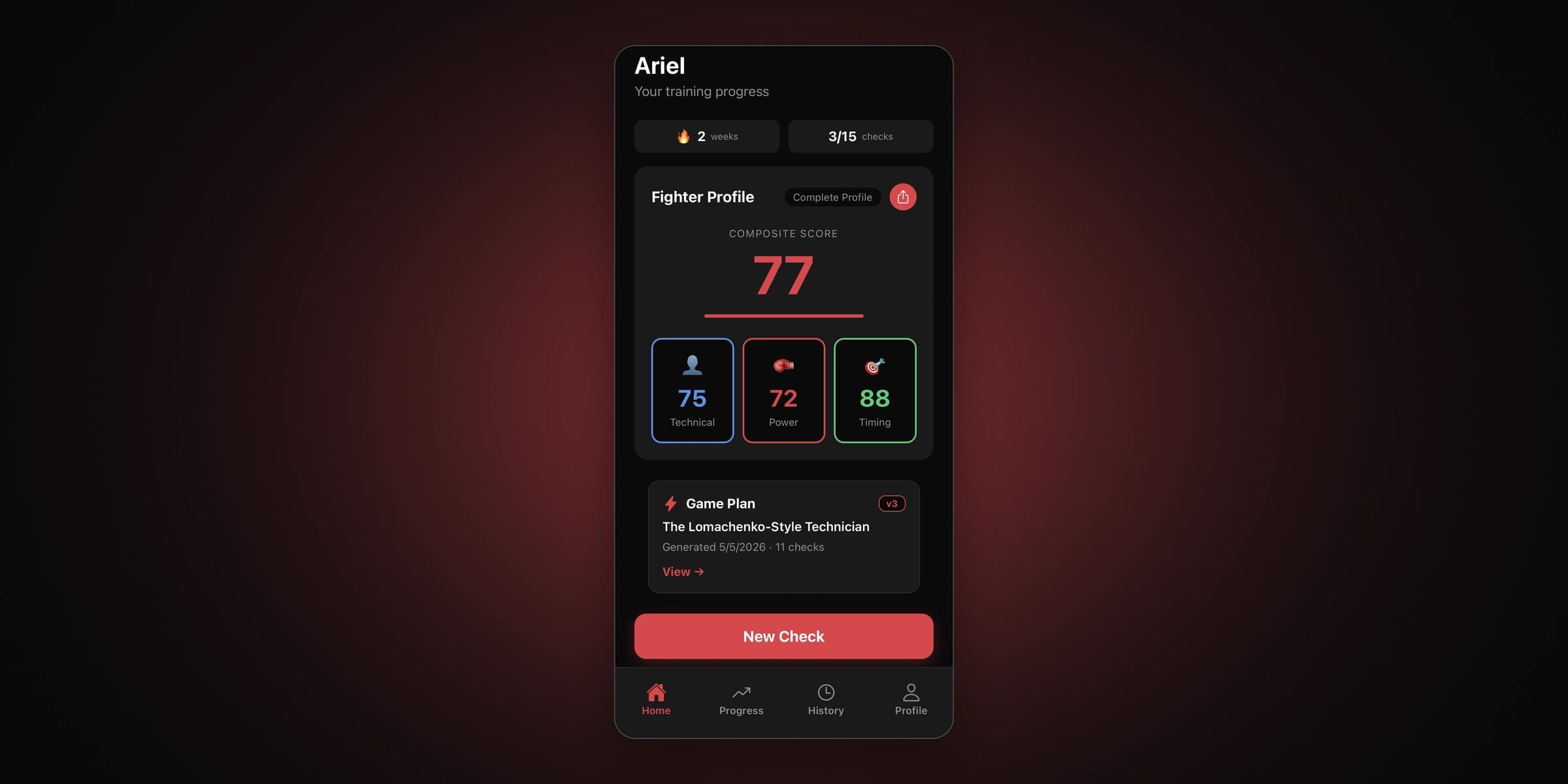 Captura de la app FighterLab